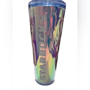 Starbucks 24 oz. Kaleidoscope Cold Cup Tumbler Holographic Iridescent Dome Lid